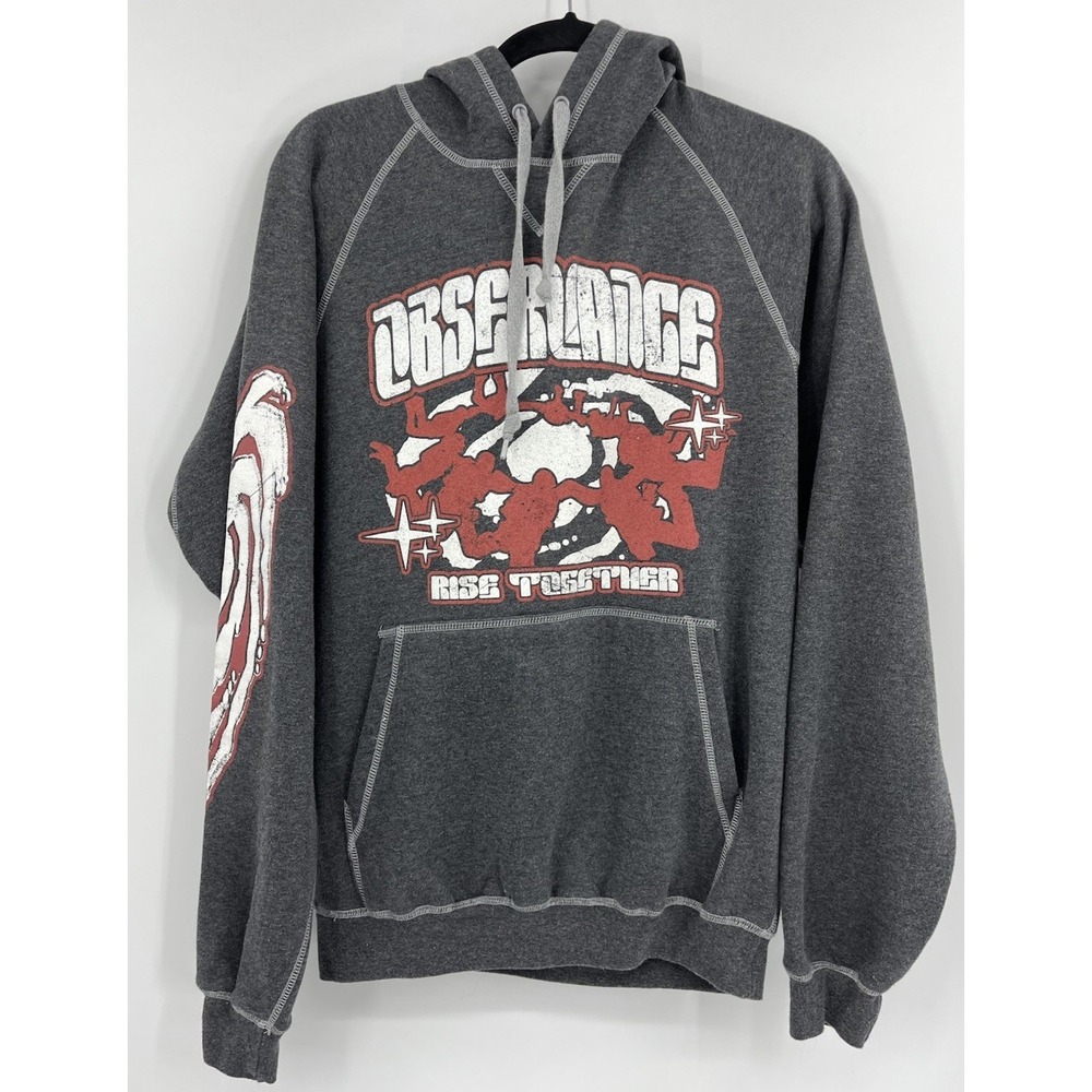 Observance Rise Together Gray Pullover Hoodie Men's Size Medium Sweatshirt